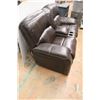 Image 4 : * Brown Leather Love Seat w/ Cup Holders 39" Tall x 81" Long x 40" Wide