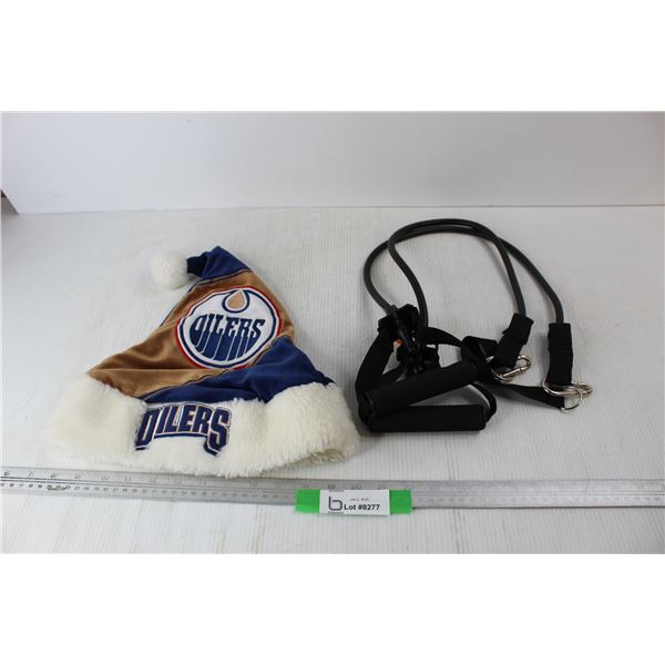 Edmonton Oilers Santa Claus Hat w/ Mantra Sports Stretchy Exercise Band