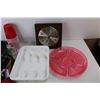 Image 5 : Phinney Walker Quartz Wall Clock- 9'' x 9'', (2) Frying Pans, (2) Plastic Cutlery Trays w/ Cutlery, 