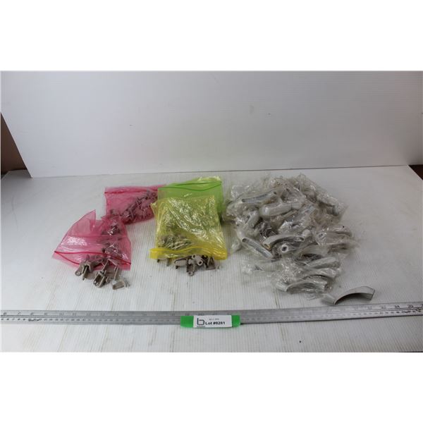 Lot Of Window Hardware Parts, Snap In Crank Handles, Lock Keepers