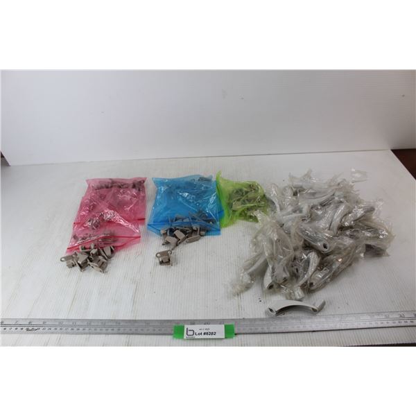 Lot Of Window Hardware Parts, Snap In Crank Handles, Lock Keepers