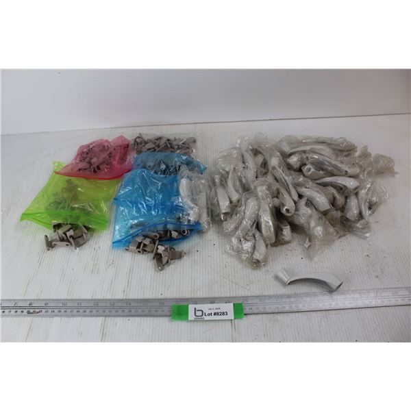 Lot Of Window Hardware Parts, Snap In Crank Handles, Lock Keepers