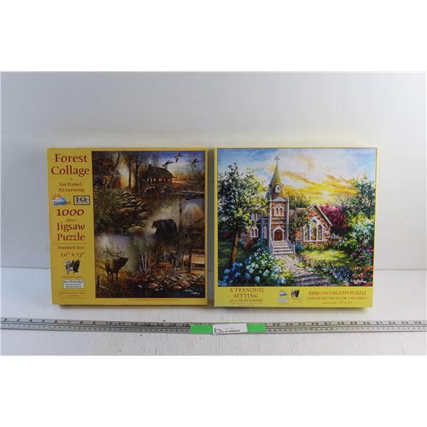 (2) Forest Collage and a Tranquil Setting 1000 pc Jigsaw Puzzles