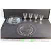 Image 1 : Glass Bowl, Plate and (4) Liquor Shot Cups