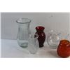 Image 2 : (5) Glass Vases, Candle Holder and Liquor Decanter