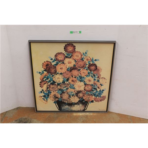 * Framed Floral Art Print 37'' x 37''