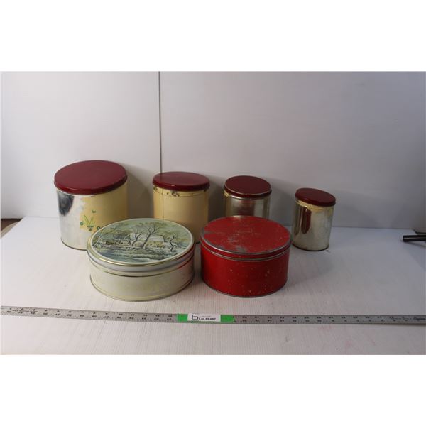 (6) Tin Storage Containers