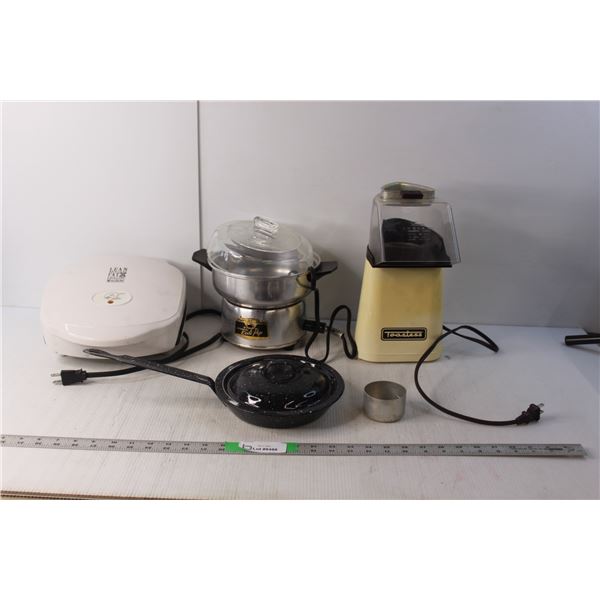 Toastess- Powers On & Kedi Pop- As Is Popcorn Poppers, George Foreman Grilling Machine- Powers On, S