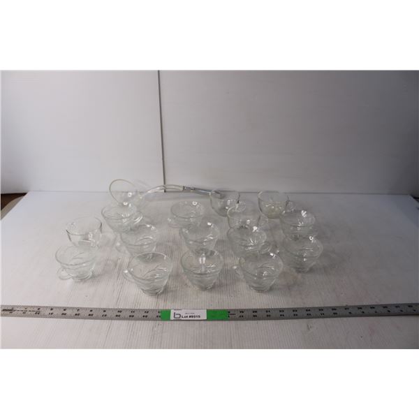 Plastic Ladle & (15) Punch Glasses