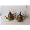 Image 3 : (2) Brass Teapots, Wood Boat Wall Decoration