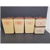 Image 1 : Set of 5 Plastic Kitchen Cannisters with Lids, Up to 8" Tall- Sugar has a Crack