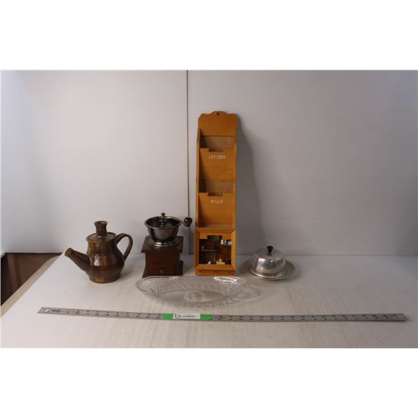 Coffee Grinder, Ceramic Kettle, Butter Tray with Lid, Letter Organizer