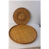 Image 3 : (6) Woven Items- Hat, Trays, Misc. Up to 19" Diameter