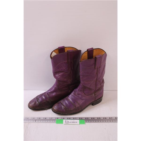 Justin Women's Purple Cowboy Boots - Some Wear - Size 6