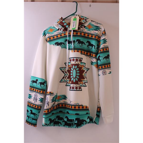 * Southwestern Horse Sweater/Bunny Hug - Size Large