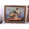 Image 1 : * Flower Painting in Frame by Anges A. Boreen - 34" x 28" - Some Wear on Frame as Pictured