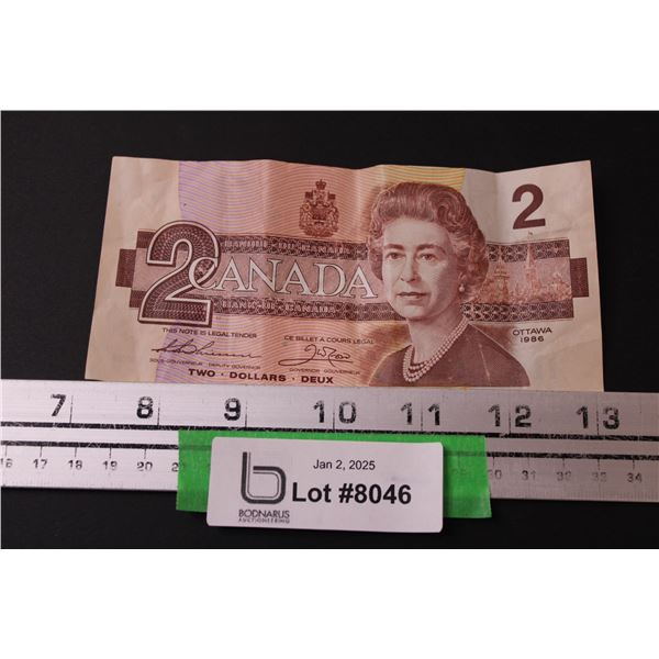 Canadian Two Dollar Bill - 1986