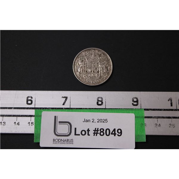 Canadian Fifty Cent Silver Coin - 1945