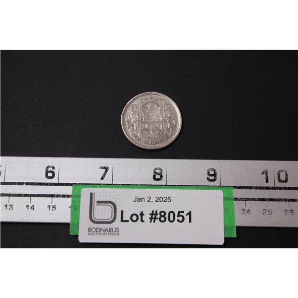 Canadian Fifty Cent Silver Coin - 1956