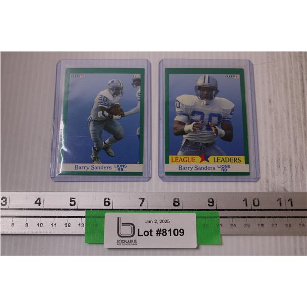 (2) Barry Sanders Fleer 1990-91 Football Cards (One Rookie)