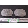 Image 1 : (2) Hesston Rodeo Metal Belt Buckles - 1990 & 1991 Editions - Sealed