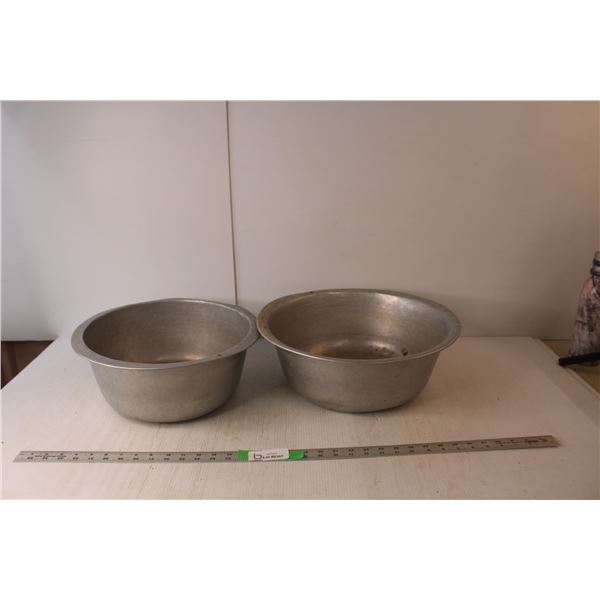 (2) Metal Bowls 16" & 14.25" Diameters
