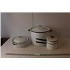 Image 1 : Enamel Kitchen Pot Set - Stock Pot, Double Boiler and Pot
