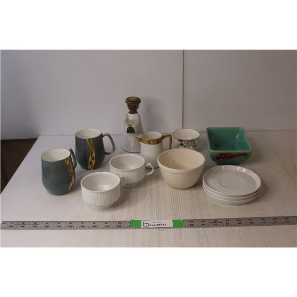 Decorative Angel, (4) Mugs, Misc.