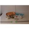 Image 1 : Dalmatian Figurine, (2) Blue Glass Trinket Dishes, Misc.