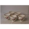 Image 2 : (5) Roslyn "Moss Rose" Tea Cups and Bernadotte Czechoslovakia Porcelain Bowl