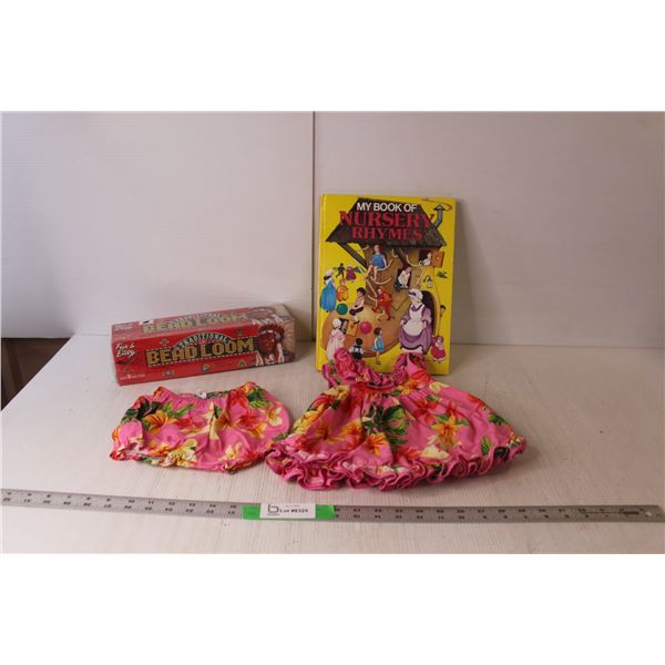 Vintage Nursery Rhyme Book, Bead Loom Kit NIB, 12 Month Girl Outfit