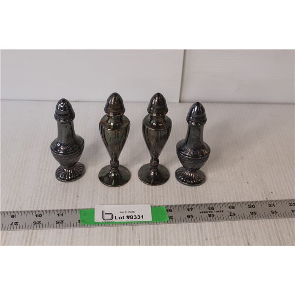 (2) Pairs of Plated Salt & Pepper Shakers