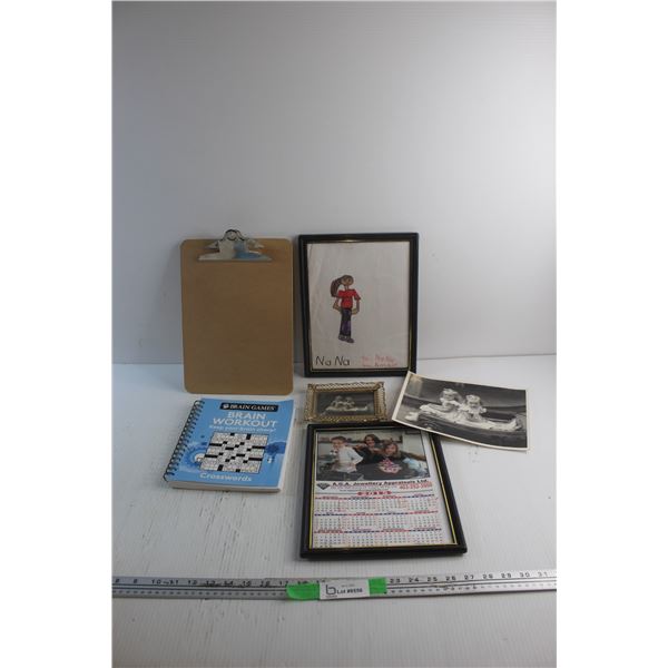 Clip Board, Brain Workout Crosswords and Picture Frames 12'' x 9 1/2''