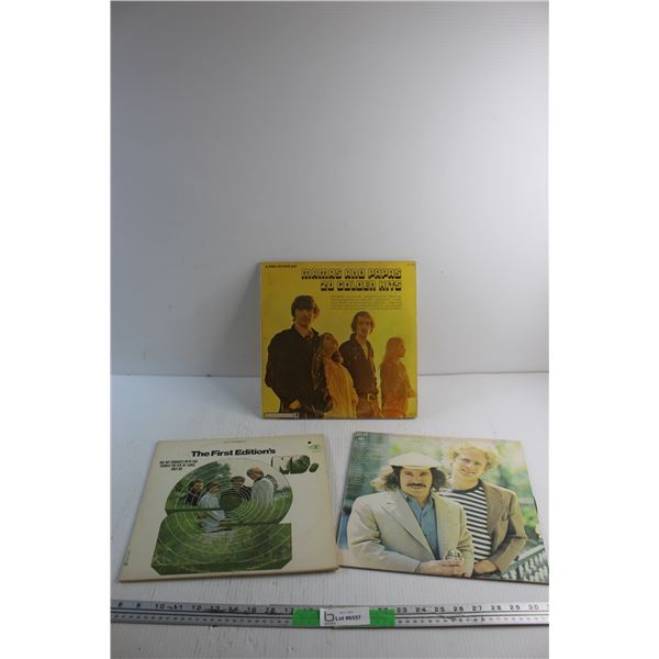 (3) Vinyl Records - Mamas and Papas 20 Golden Hits, The First Edition's and Simon and Garfunkel's Gr