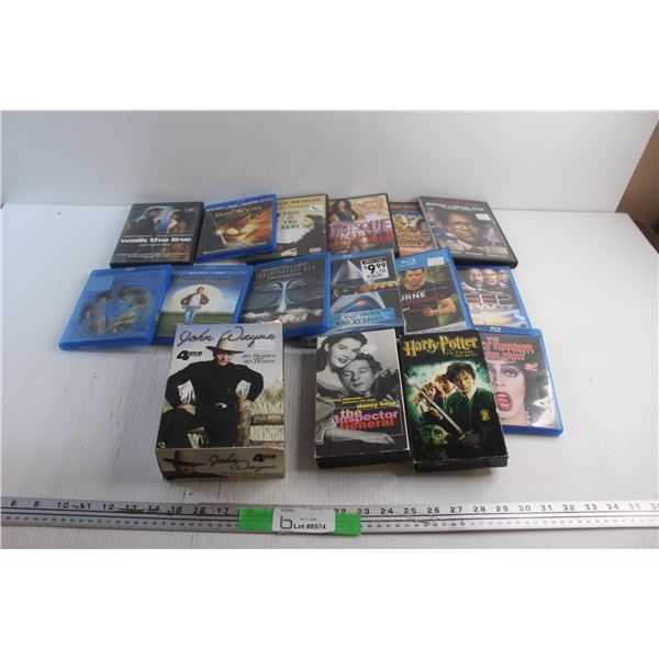 (12) Blu-Ray Movies and (2) RCA Cassettes - Puss in Boots, Harry Potter and Walk the Line