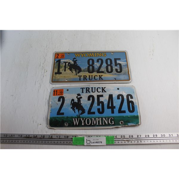 (2) Wyoming License Plates