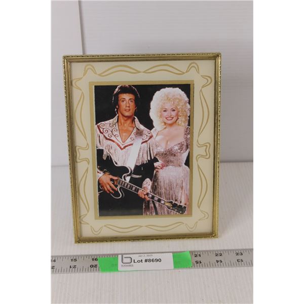 Framed Sylvester Stallone & Dolly Parton Photo 9.25" x 7.25"