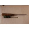 Image 2 : (2) Vintage Screwdrivers, Wood Stand & Wall Shelf