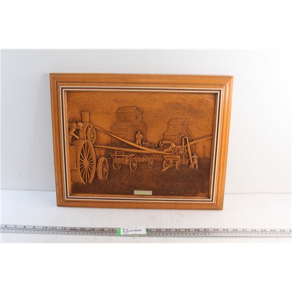 Harvest Time Carved Wood Art Decor 19'' x 16''