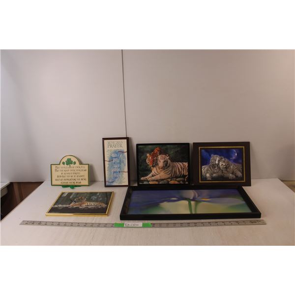 (6) Home Decor Signs- Tigers, Misc. Up to 21" x 10.5"