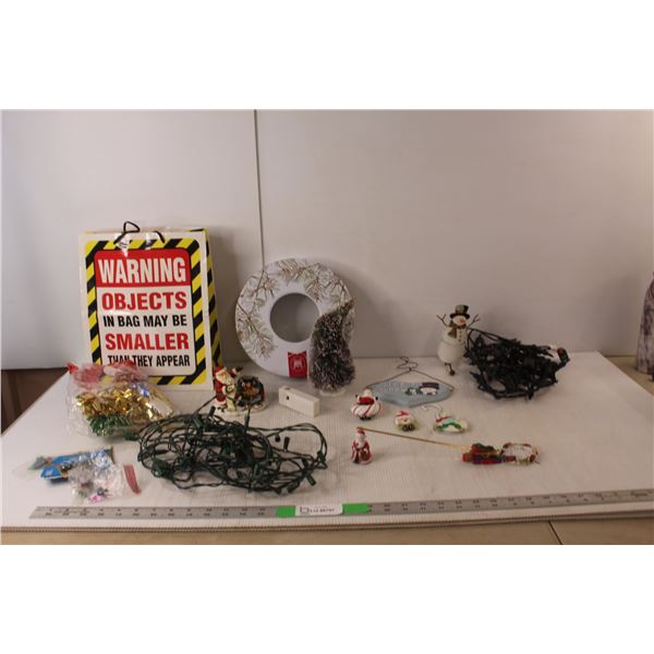 Christmas Lot- Lights- Power On, Tin, Ornaments, Misc.