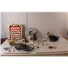 Image 1 : Christmas Lot- Lights- Power On, Tin, Ornaments, Misc.