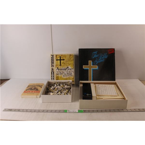The Bible Game, Amazing Grace Puzzle, The Great International Math on Keys Book