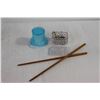 Image 2 : Pin Needles, Chopsticks, Wooden Turtle, Ceramic Turtle, Glass Hat Decor, Misc.