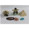 Image 3 : Ceramic Flower, Inukshuk, Rock Pig, Ceramic Turtle, (3) Stones, Misc. Decor