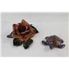 Image 4 : Ceramic Flower, Inukshuk, Rock Pig, Ceramic Turtle, (3) Stones, Misc. Decor