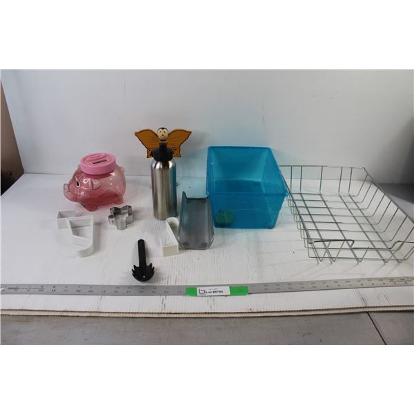 File Basket, Water Bottle, Cookie Cutter, Piggy bank, Plastic Tub, Misc.