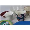 Image 5 : Assorted Bowls and Plates ( 1 is Veggie Tales), (4) Mugs, Candle Holder