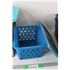 Image 3 : (3) Plastic Tubs, Three Shelf Organizer