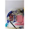 Image 2 : (3) Pairs Of Goggles w/ (3) Snorkels, (2) Plastic Trac Ball Rackets, Misc.